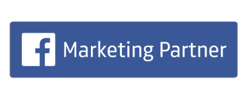 Facebook Marketing Partner logo in blue and white.