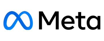 Meta logo featuring a blue infinity symbol next to the word Meta in black.