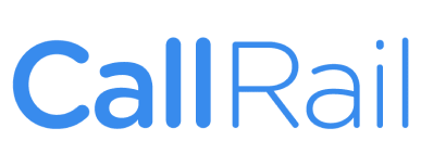 CallRail logo featuring sleek blue text on a transparent background.