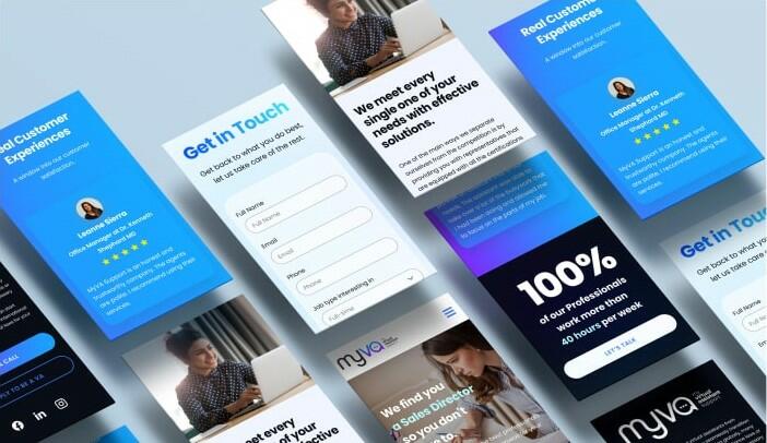 Modern web design layout showcasing dynamic user interfaces on mobile screens.