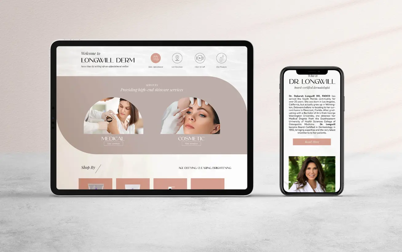 Digital marketing layout on tablet and mobile device showcasing skincare service.
