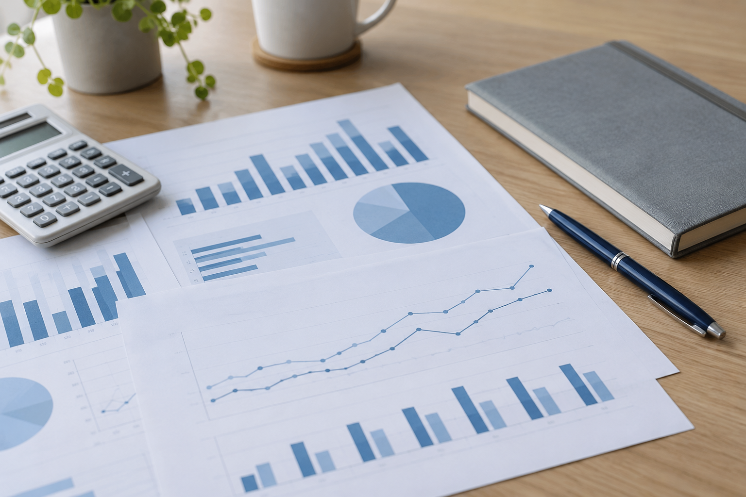 Printed analytics charts used to review SEO performance