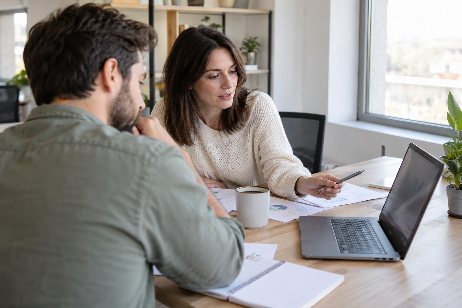 Marketing colleagues reviewing an SEO strategy and website performance